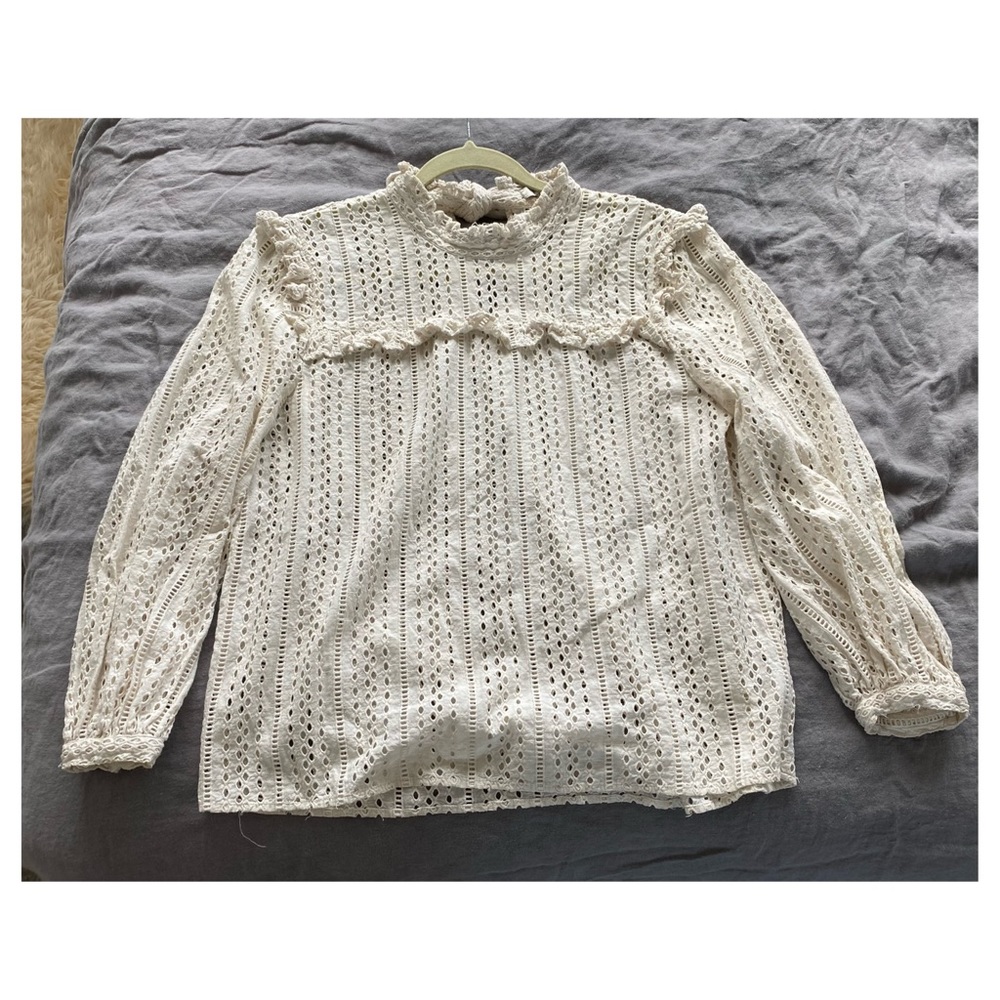MADEWELL ivory cotton eyelet puff-sleeve blouse - Sz. Medium